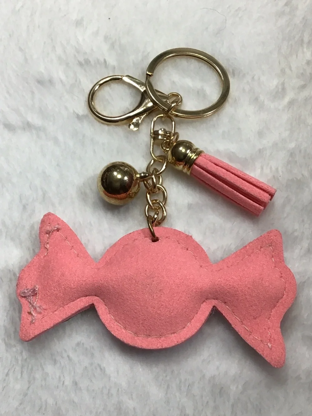 Pink Glitter Candy Tassel Keychain